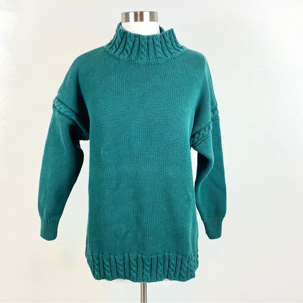 Gap Green Cable Knit Mock Neck Sweater
